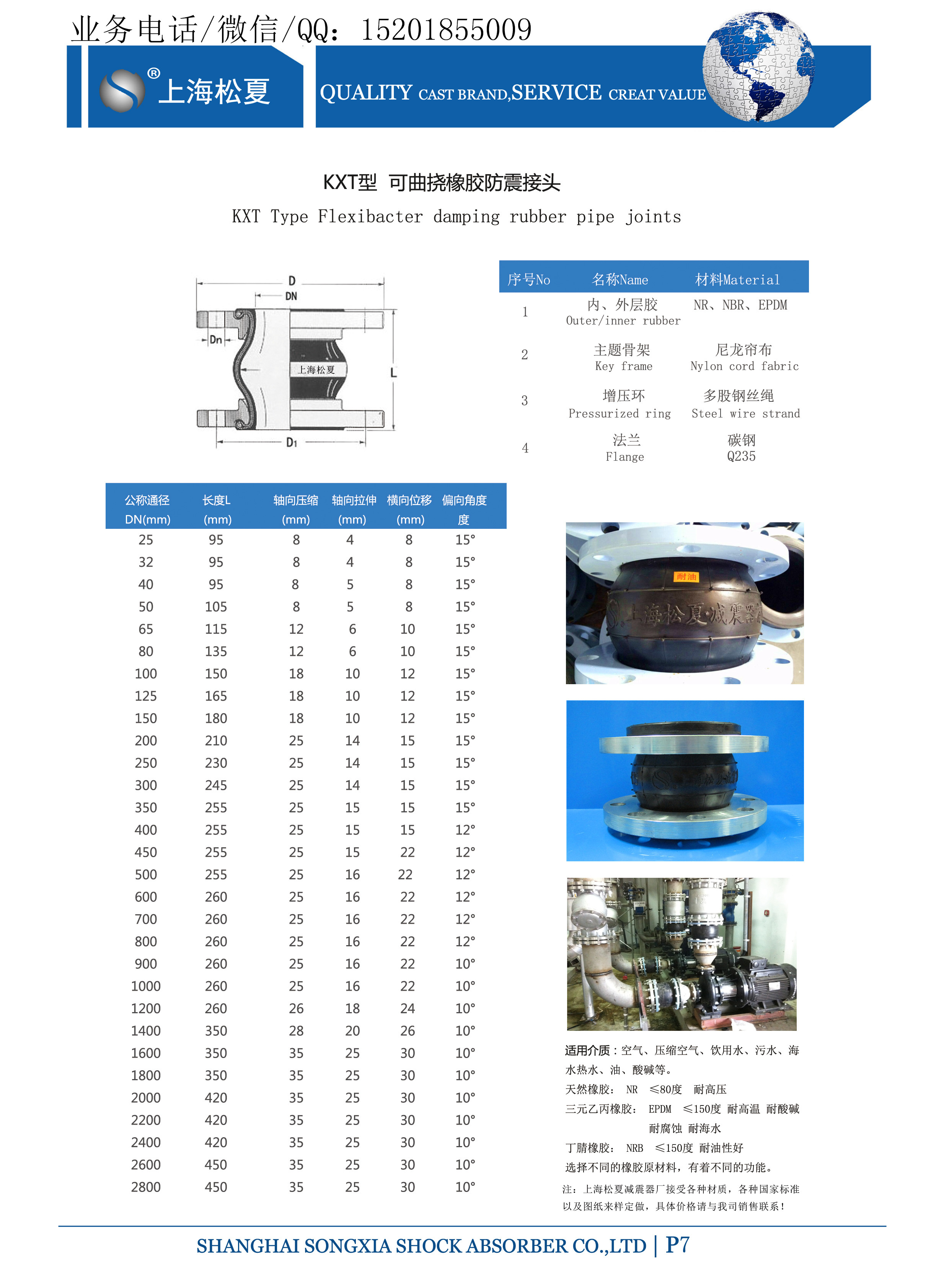 DN40 PN10單球體可曲撓橡膠接頭介質乳化液